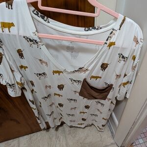 Kyte BABY Cow Print V-Neck Top